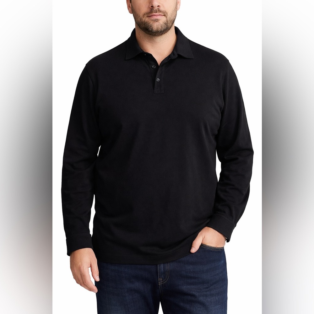 Polo Ralph Lauren Custom Slim Fit Stretch Mesh Long Sleeve Polo Shirt Black XL